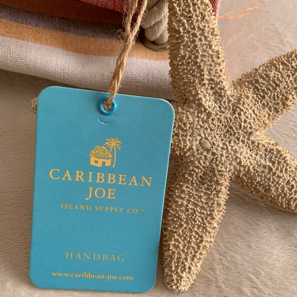 CARIBBEAN JOE canvas striped multi functional tote with rope strap NWT - Picture 3 of 14